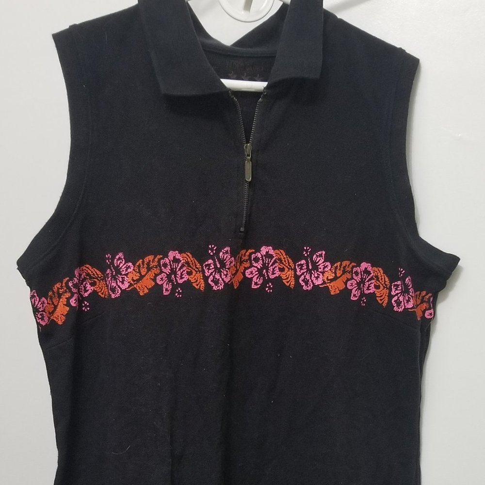 Faded Glory sleeveless black dress w flowers - Picture 1 of 5